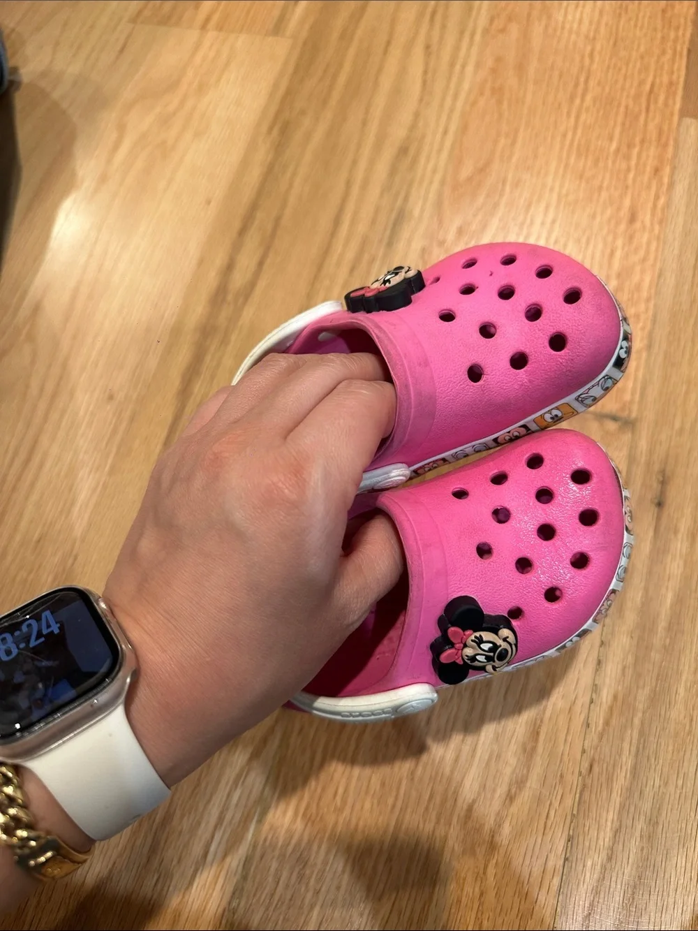 Disney Pink Minnie Mouse Kids Clog Sandals with White Strap